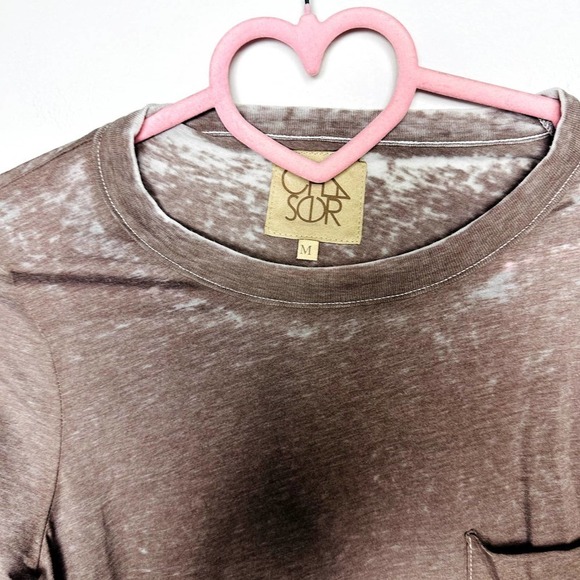 Chaser NWT Crew Neck Hi Lo Pocket Long Sleeve Tunic Top Vintage Jersey Sz Medium - Picture 2 of 3